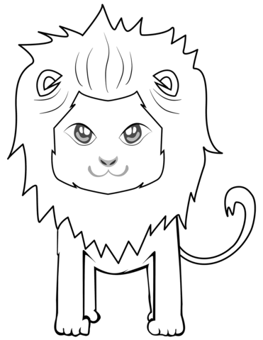 Cute Cartoon Lion Coloring Page